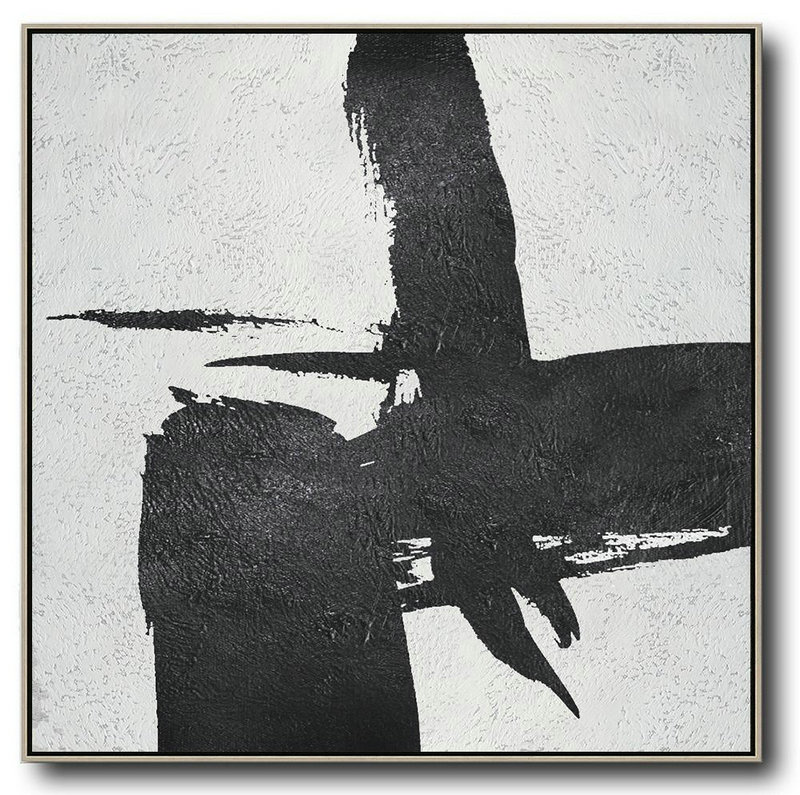 Extra Large 72" Acrylic Painting,Oversized Minimal Black And White Painting - Contemporary Art Acrylic Painting
